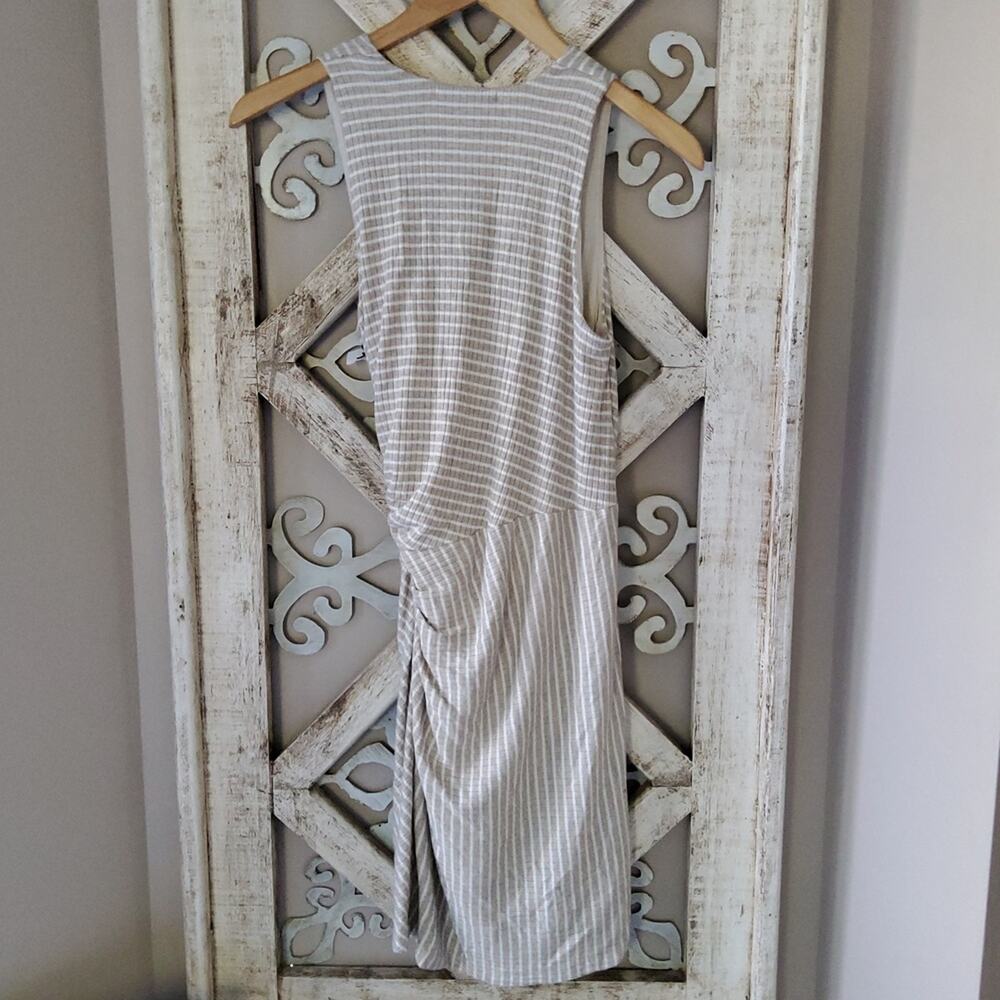 Bailey 44 Women's Sleeveless Faux Wrap Surplice Tiva Mini Dress in Linen & White - Picture 12 of 15